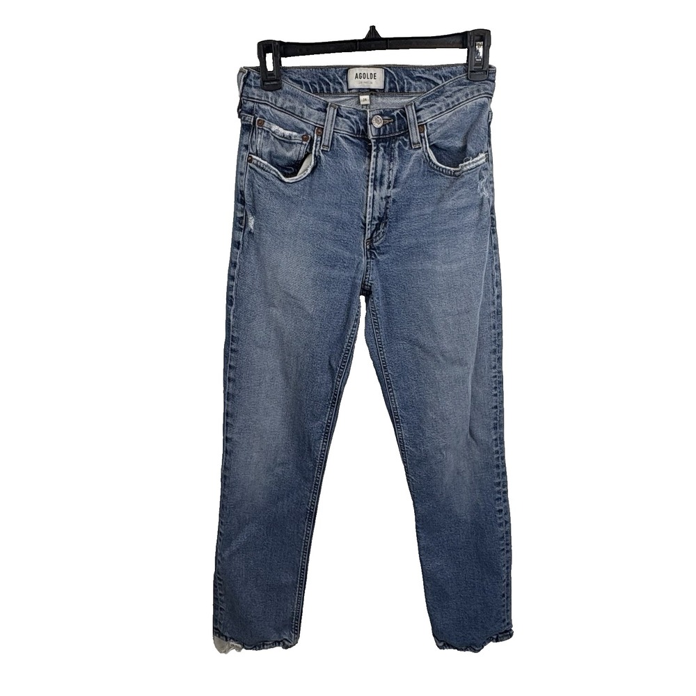 Agolde Distressed Size 24 /0 Mid Rise Straight Crop Jeans Kye 67640